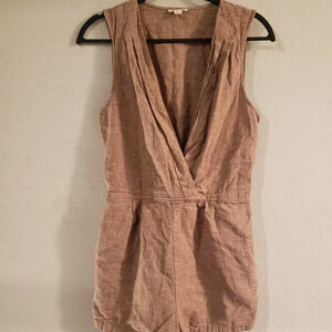 Zenana Outfitters Brown Linen Romper‎